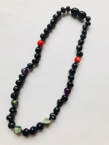 New Arrival  Pre order only Baby Baltic Amber teething necklace - Black and Red