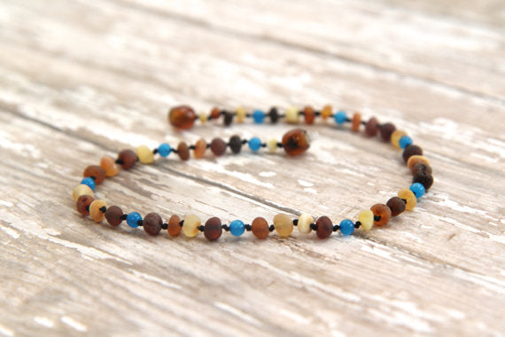 Magical Blue Baltic Amber teething necklace