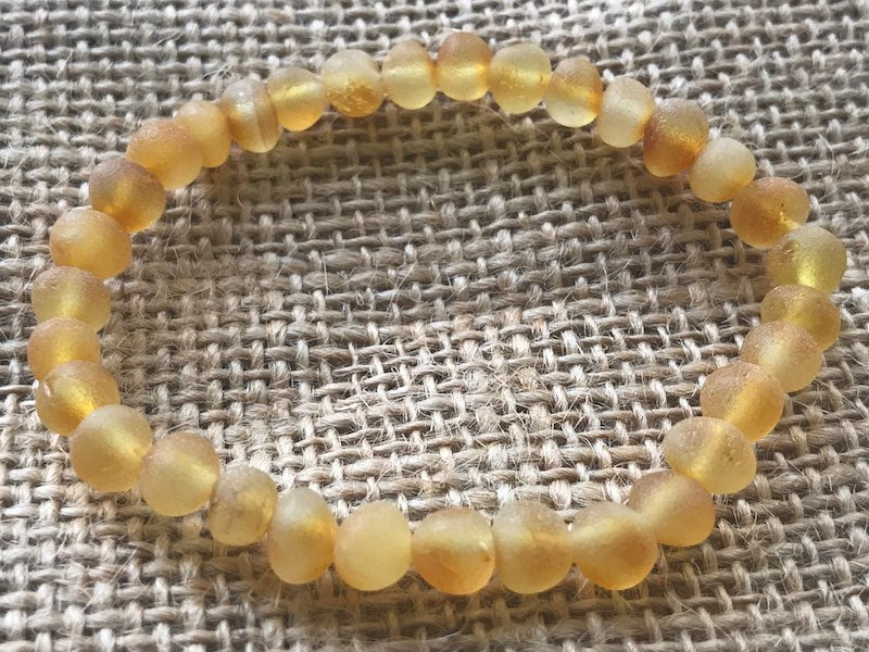 New Elastic Unpolished Honey Amber Anklet