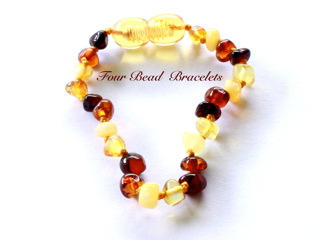 Multi Four Baltic Amber Teething baby Bracelet