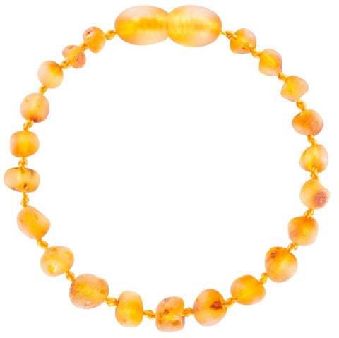 Unpolished Row Baltic Honey Amber teething Anklet
