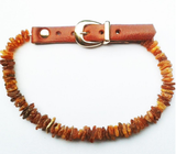 Amber Leather belt collar for Dog and Cat.