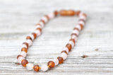 New Arrival - Unpolished Cognac & Rose Quartz Necklace